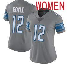 Women Detroit Lions #12 Tim Boyle Nike Grey Game Player NFL Jersey->women nfl jersey->Women Jersey